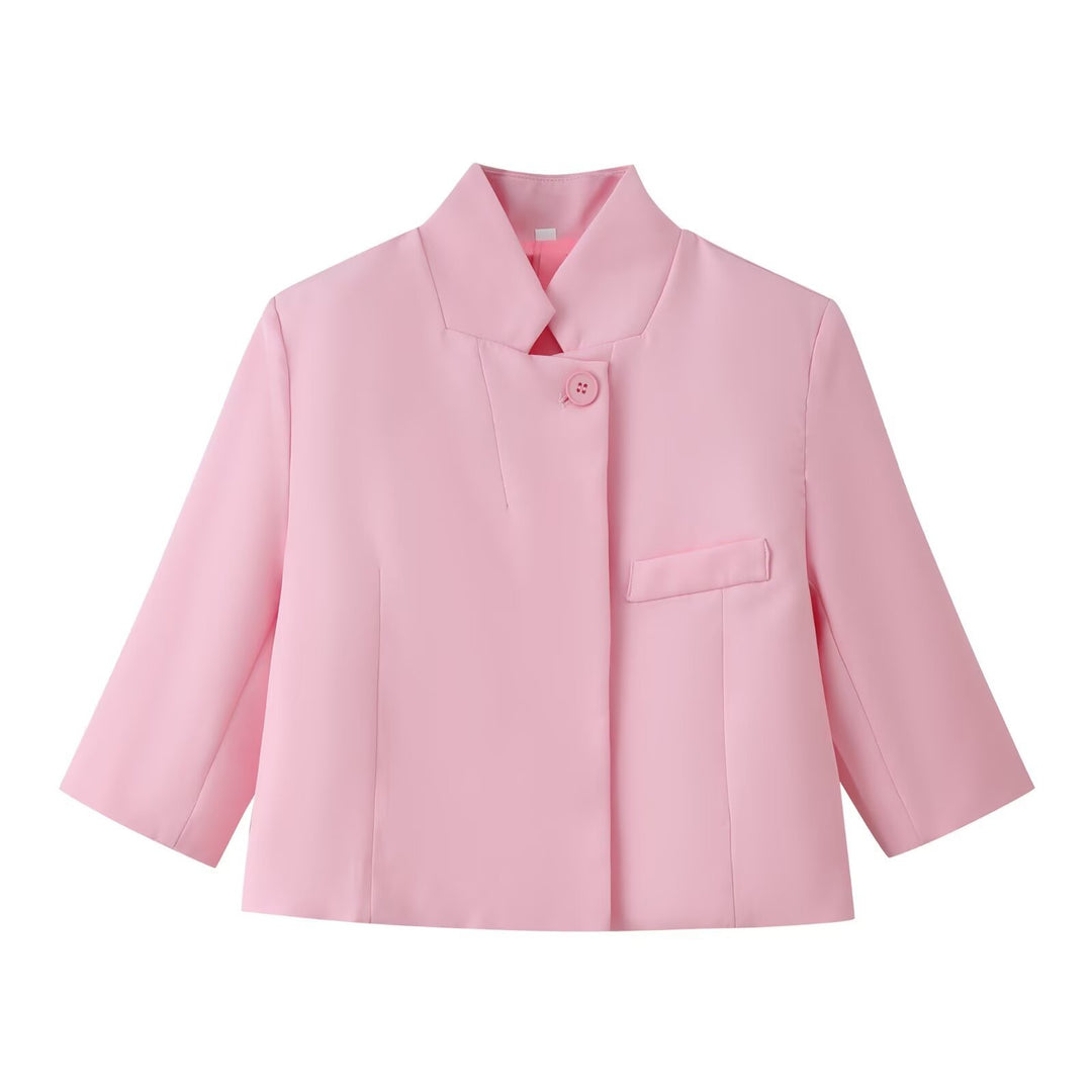 Damen Boxy-Kurzjacke mit Stehkragen und dreiviertelärmeln Echo Archiv
