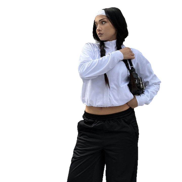 Damen Cropped-Trainingsjacke und hochtaillierte Jogginghose Set aus funktionalem Polyester – Avérine