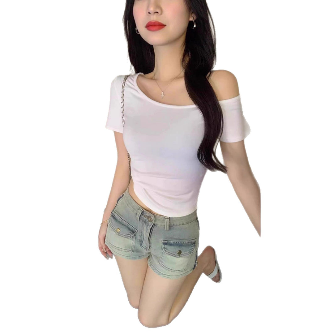 Damen lässiges Crop-Top im Off-Shoulder Stil Echo Archiv