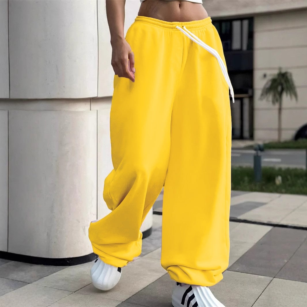 Damen weite Baggy-Jogginghose mit hohem Komfortbund, Kordelzug und elastischen Knöchelbündchen – Avélisse