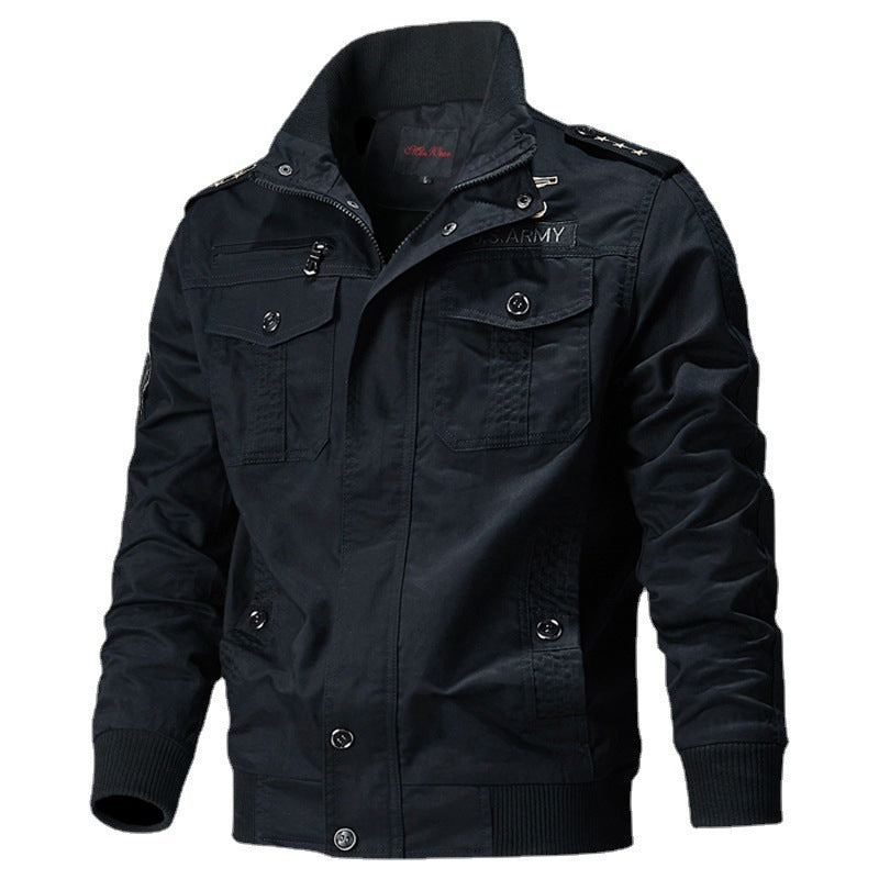 Herren Canvas-Pilotblouson mit Schulterpaspeln, Reißverschlussleiste und Utility-Pattentaschen Echoarchiv