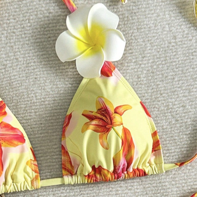 Damen Triangel-Bikini-Set mit floralen Akzenten Echo Archiv