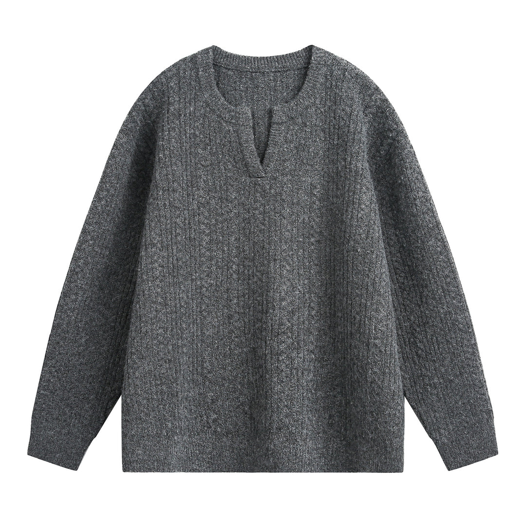 Unisex Relaxed-Fit Strickpullover mit Rundhalsausschnitt und V‑Schlitz Echo Archiv