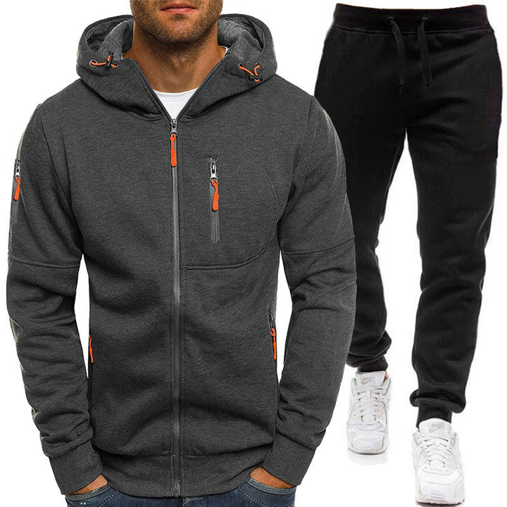 Herren sportliche Zip-Hoodiejacke mit Reißverschlusstaschen und praktischen Details Echoarchiv