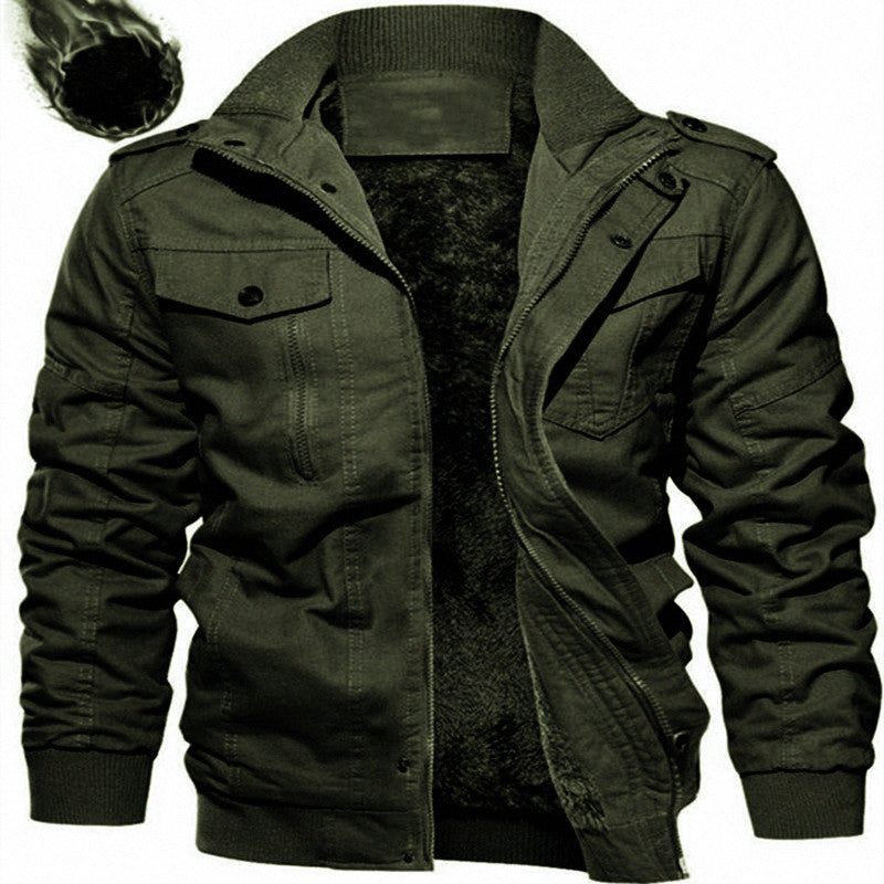 Herren Gefütterte Canvas-Fieldjacke mit Teddyfutter und Schulterklappen Echoarchiv