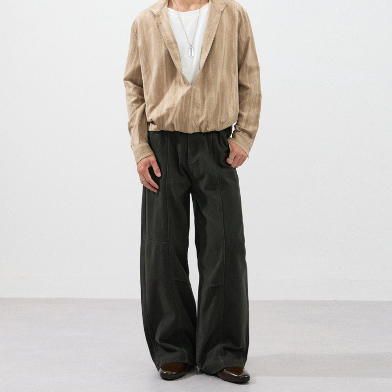 Herren Weite Paneel-Twill-Hose im Workwear-Look mit Knieabnähern Echo Archiv