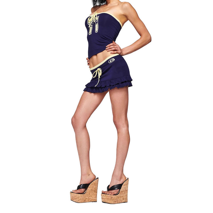 Damen Rüschen Minikleid mit schulterfreiem Design Echo Archiv