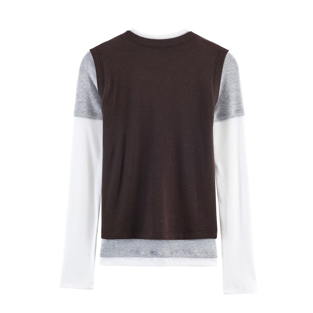 Damen Lagenlook-Longsleeve mit integriertem Kurzarm-Overlay Echo Archiv