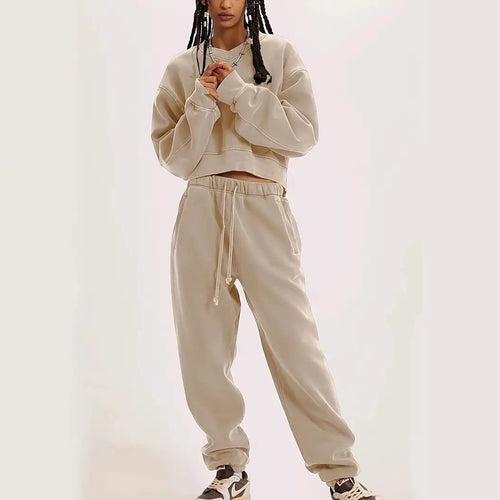 Damen Boxy-Sweatshirt mit überschnittener Schulter, verlängertem Rückenteil und brushed Fleece – Avérine