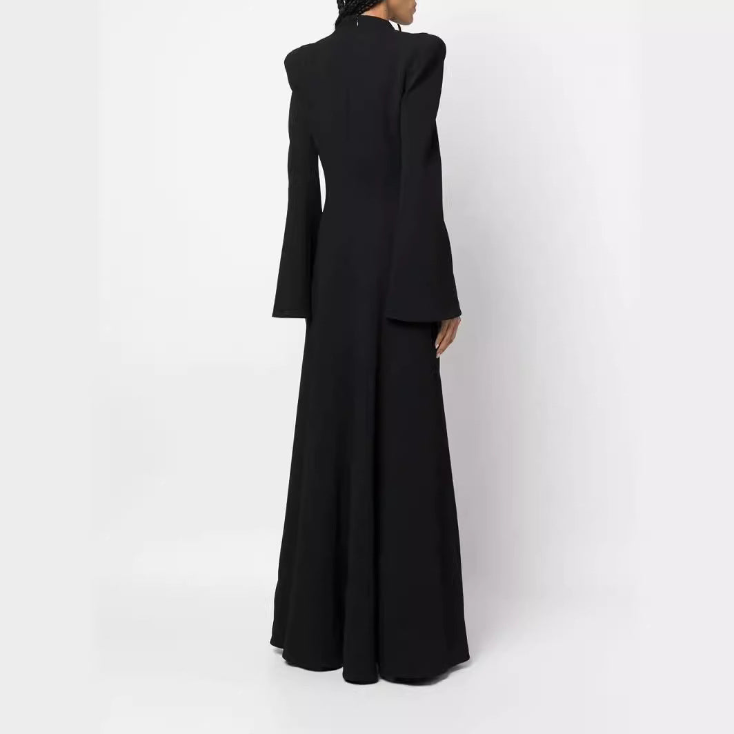 Damen Maxikleid im Blazerstil mit markanten Schulterpolstern, taillierter Silhouette und hohem Beinschlitz Echoarchiv