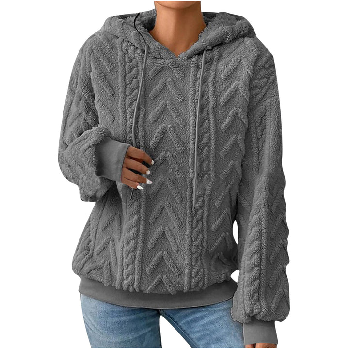 Damen nan kuscheliger Kapuzenpullover mit Zopfmuster Eingrifftaschen und Rippbündchen Echo Archiv