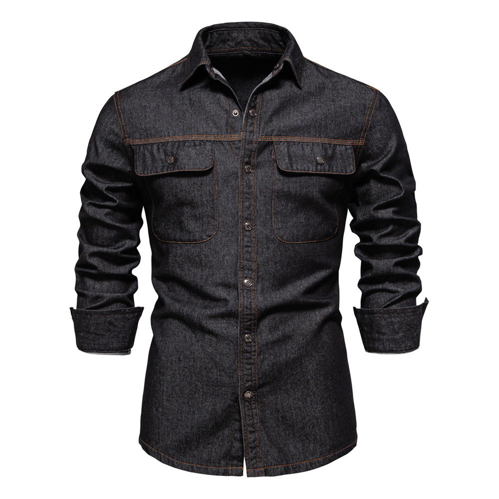 Herren Denim Hemd mit zwei Brusttaschen und modischem Schnitt Echoarchiv