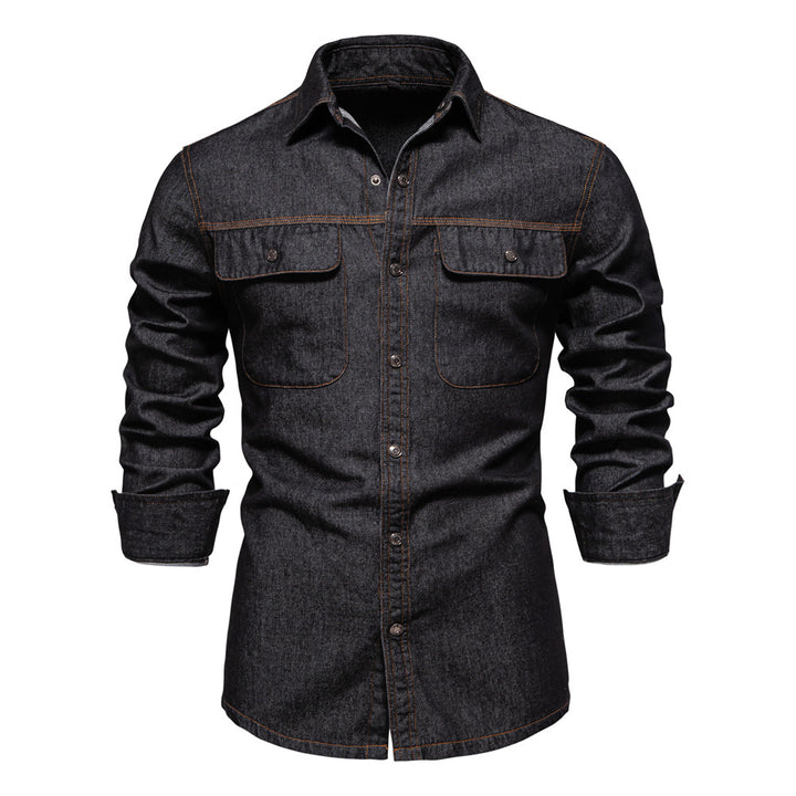 Herren Denim Hemd mit zwei Brusttaschen und modischem Schnitt Echoarchiv