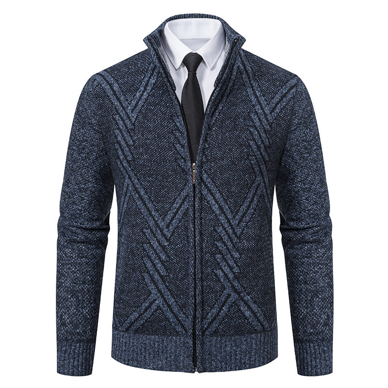 Herren Strickjacke mit modernem Zipper und strukturiertem Design Echoarchiv