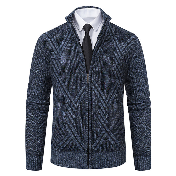 Herren Strickjacke mit modernem Zipper und strukturiertem Design Echoarchiv