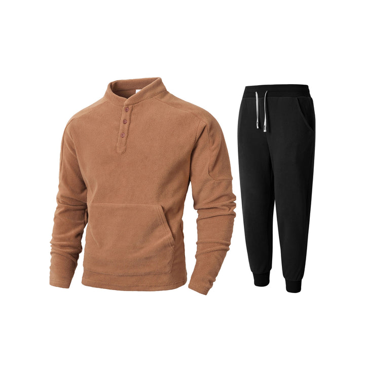 Herren kuscheliges Fleece- Trainingsanzug-Set mit Knopfleiste und praktischen Taschen Echoarchiv