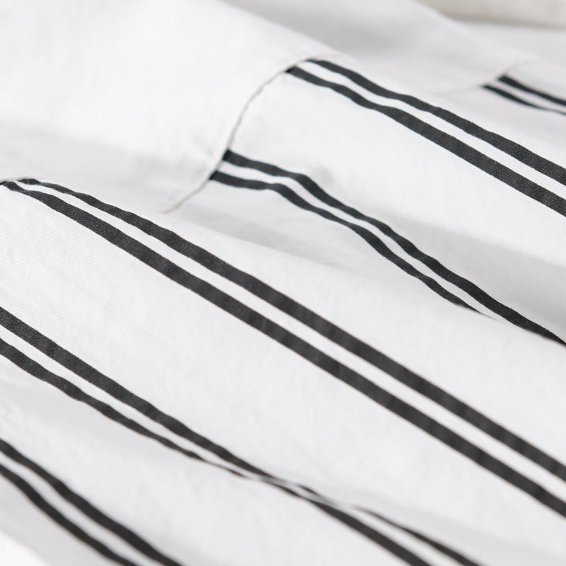Damen Zweiteiliges Loungewear-Set mit Oversize-Hemd im Streifenpatch und elastischer Bund-Jogger Echoarchiv