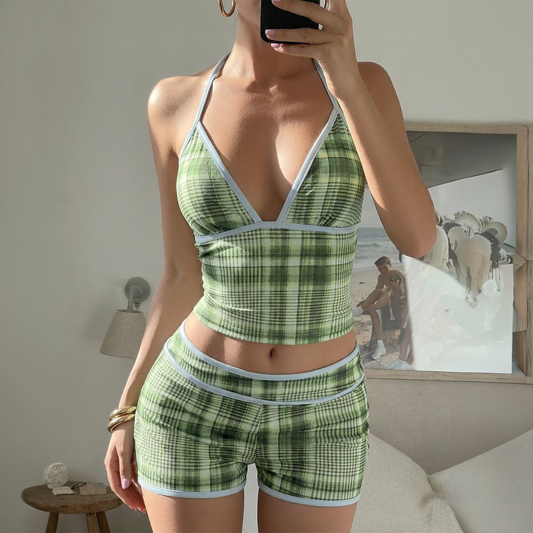 Damen Sportliches Set mit besonders weichem Material und modischem Karomuster Echo Archiv