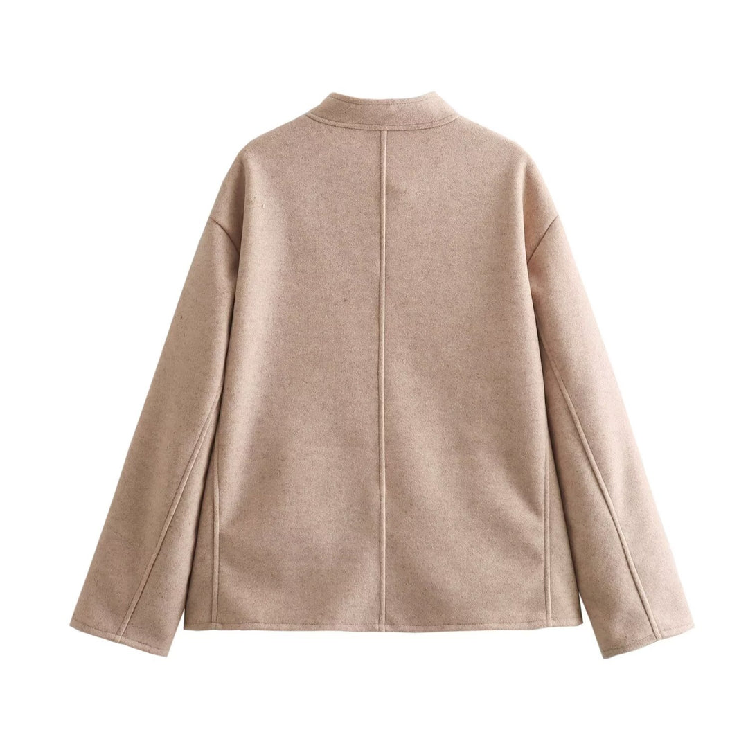 Damen Kurzjacke im Wollmix mit Rundhals, Oversize‑Passform und großen aufgesetzten Taschen Echo Archiv