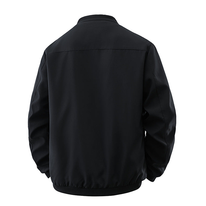 Herren Clean-Cut Stehkragen-Bomberjacke aus windabweisendem Material mit Druckknopfleiste Echoarchiv