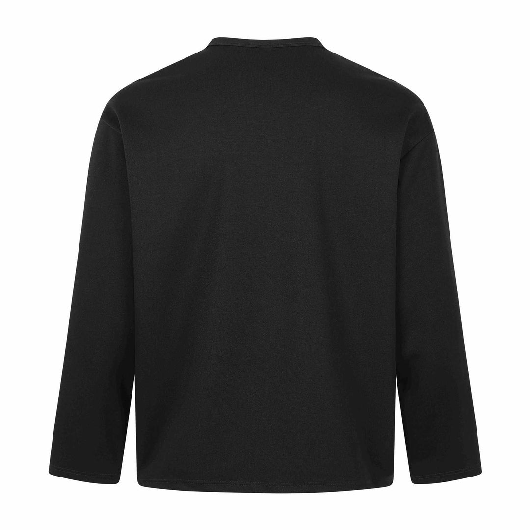 Unisex Oversize-Henley-Sweatshirt mit Notchkragen, 3/4-Ärmeln und Print Echoarchiv