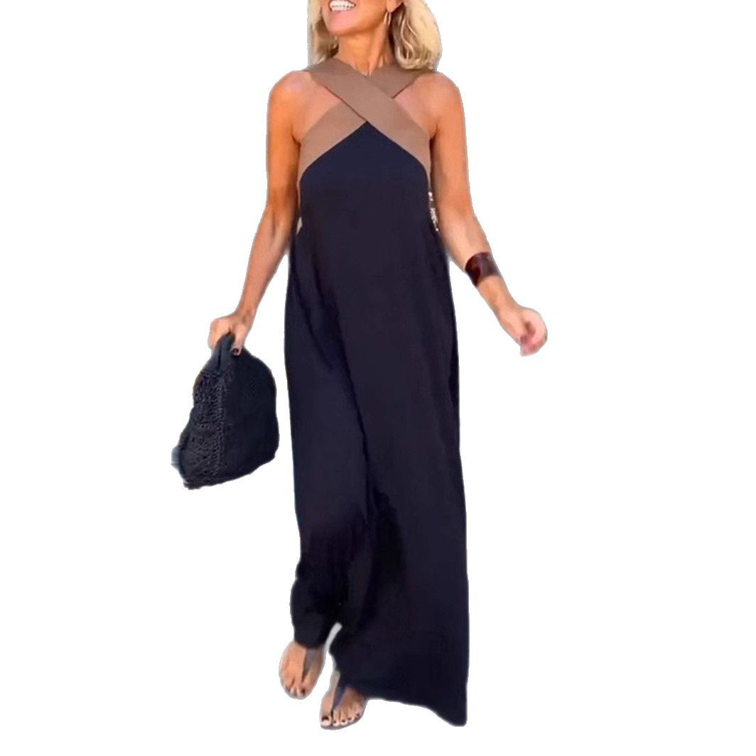 Damen nan luftiges Kaftankleid mit überkreuztem Trägerdetail, Brustpasse und weitem Fall Echo Archiv