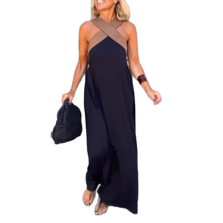 Damen nan luftiges Kaftankleid mit überkreuztem Trägerdetail, Brustpasse und weitem Fall Echo Archiv