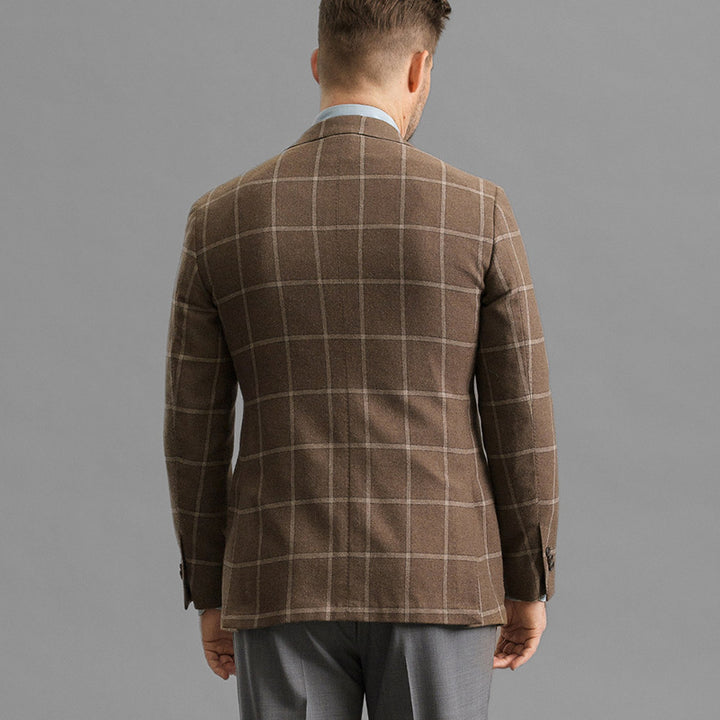 Herren kariertes Wollblazer mit feiner Textur und klassischen Details Echoarchiv