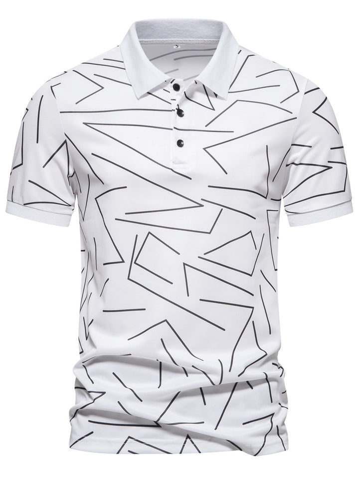 Herren Poloshirt mit modernem geometrischem Muster und atmungsaktiven Eigenschaften Echoarchiv