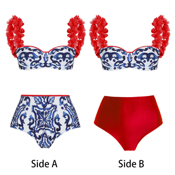 Damen Bikiniset mit floralem Muster und eleganten Rüschendetails Echo Archiv