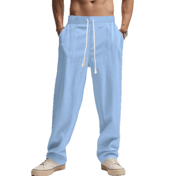 Herren bequeme Leinenhose mit elastischem Bund und praktischen Taschen Echoarchiv