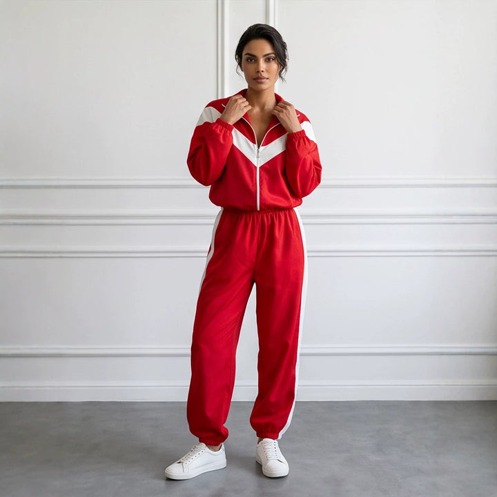 Damen Retro-Trainingsanzug mit Reißverschlussjacke und elastischer Bundhose Echoarchiv