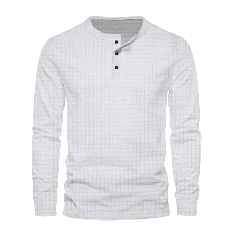 Herren langärmliges Henley-Shirt mit modischem Strukturdesign Echoarchiv