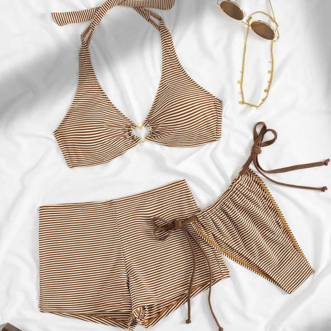 Damen Trendiger Bikini mit asymmetrischen Schnürungen Echo Archiv
