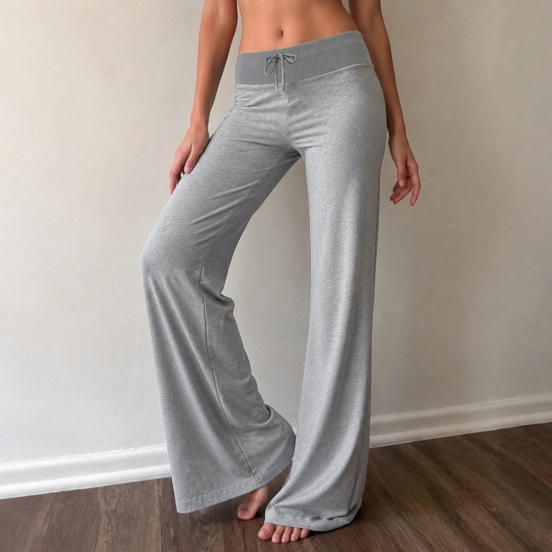 Damen weite Schlag-Sweathose mit hohem Bund und Kordelzug – Avélisse