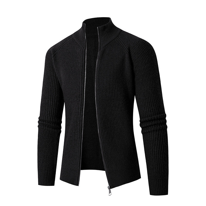 Herren nan schlanker Zip-Cardigan aus Merino-Mix mit Rippstruktur und Raglanärmeln Echo Archiv