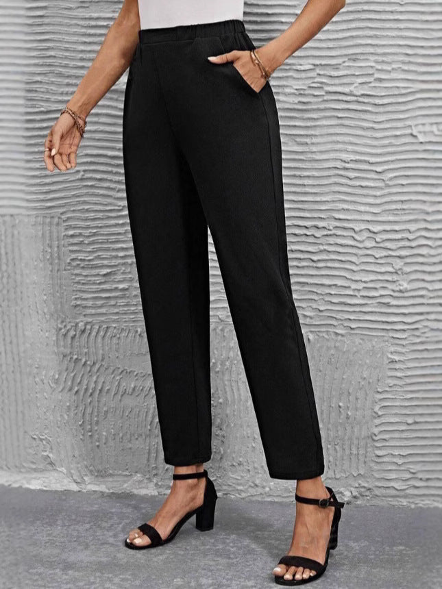 Damen nan hochgeschnittene konisch geschnittene Business-Hose mit elastischem Bund und seitlichen Eingrifftaschen Echo Archiv