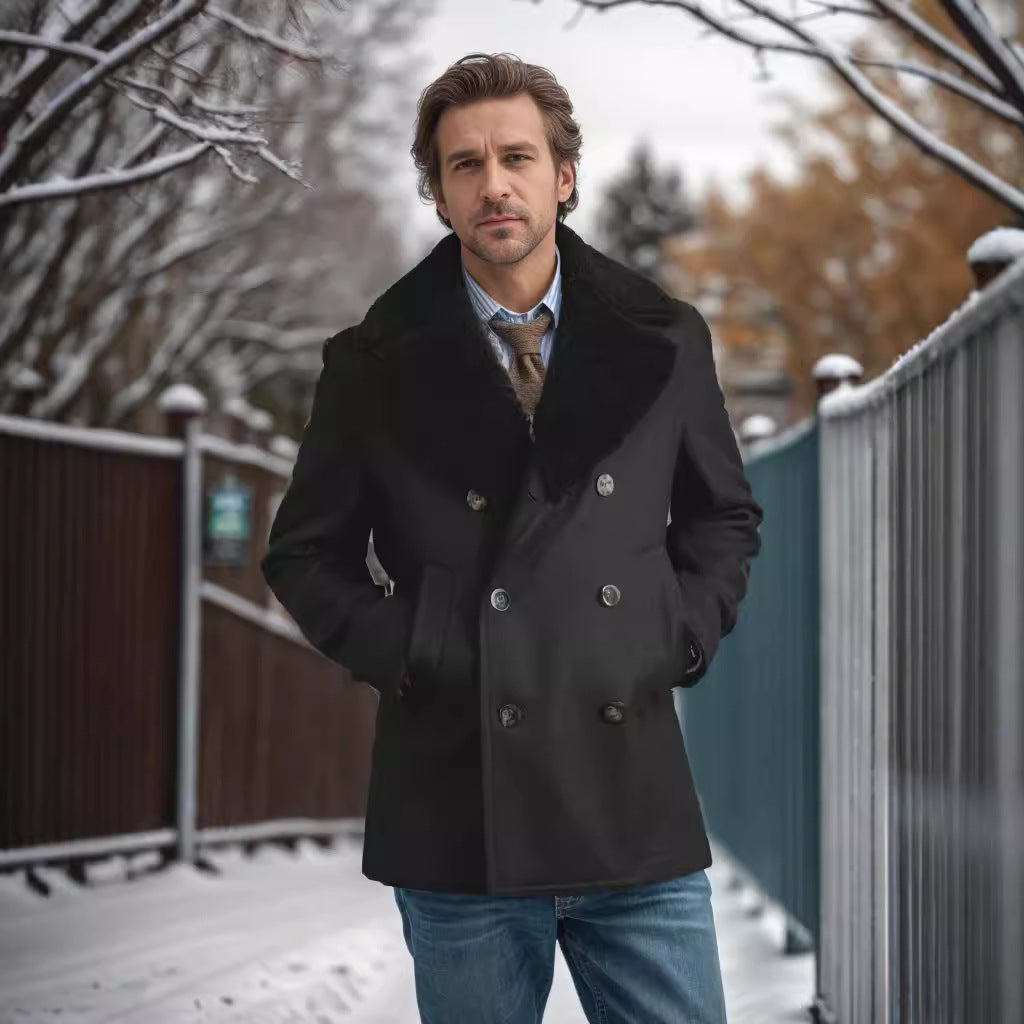 Herren eleganter Lammfell-Bomberjacke Echoarchiv