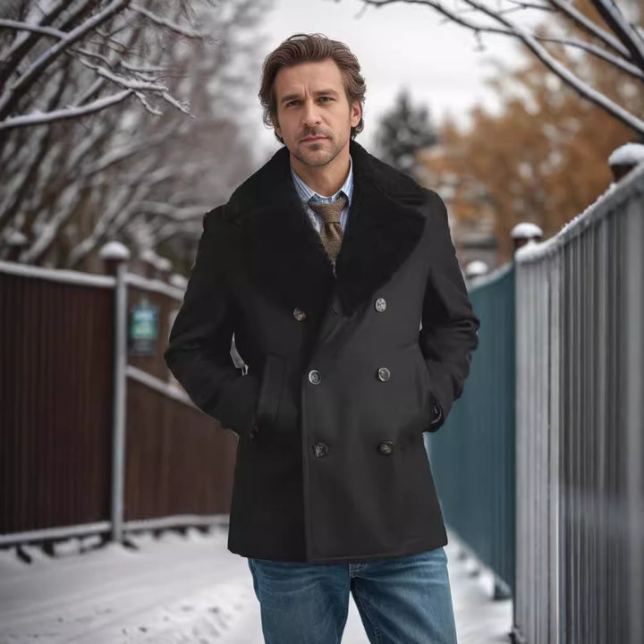 Herren eleganter Lammfell-Bomberjacke Echoarchiv