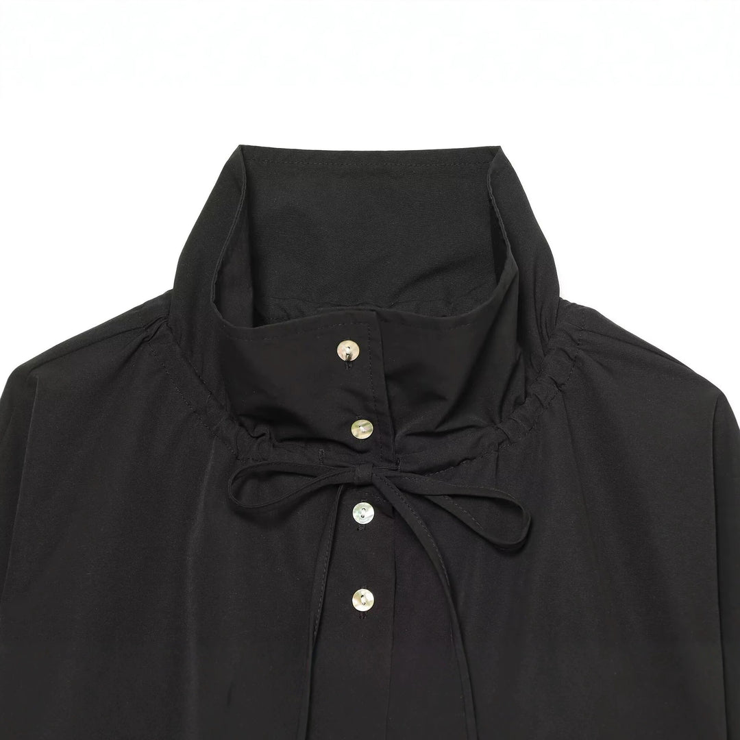 Damen Kurzer Cropped-Blouson mit hohem Stehkragen, Knopfleiste und Tunnelzugsaum Echo Archiv