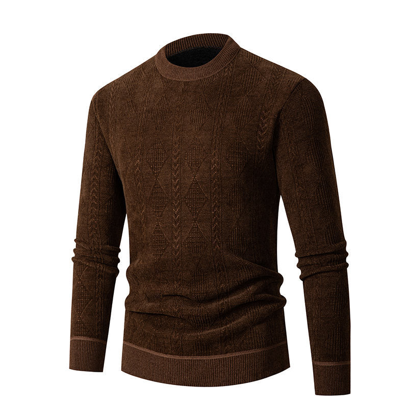 Herren Strickpullover mit strukturiertem Zopfmuster und hohem Kragen Echoarchiv