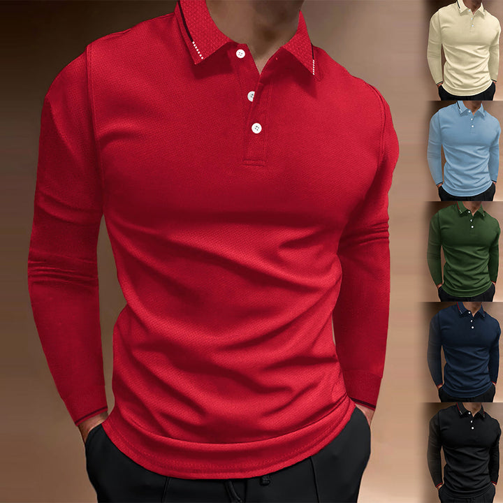 Herren Langarm Poloshirt mit strukturiertem Design Echoarchiv