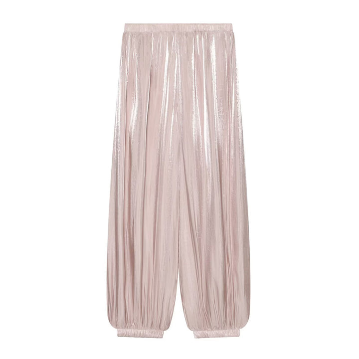 Damen Plissierte glänzende High‑Waist Palazzo-Jogger Echo Archiv
