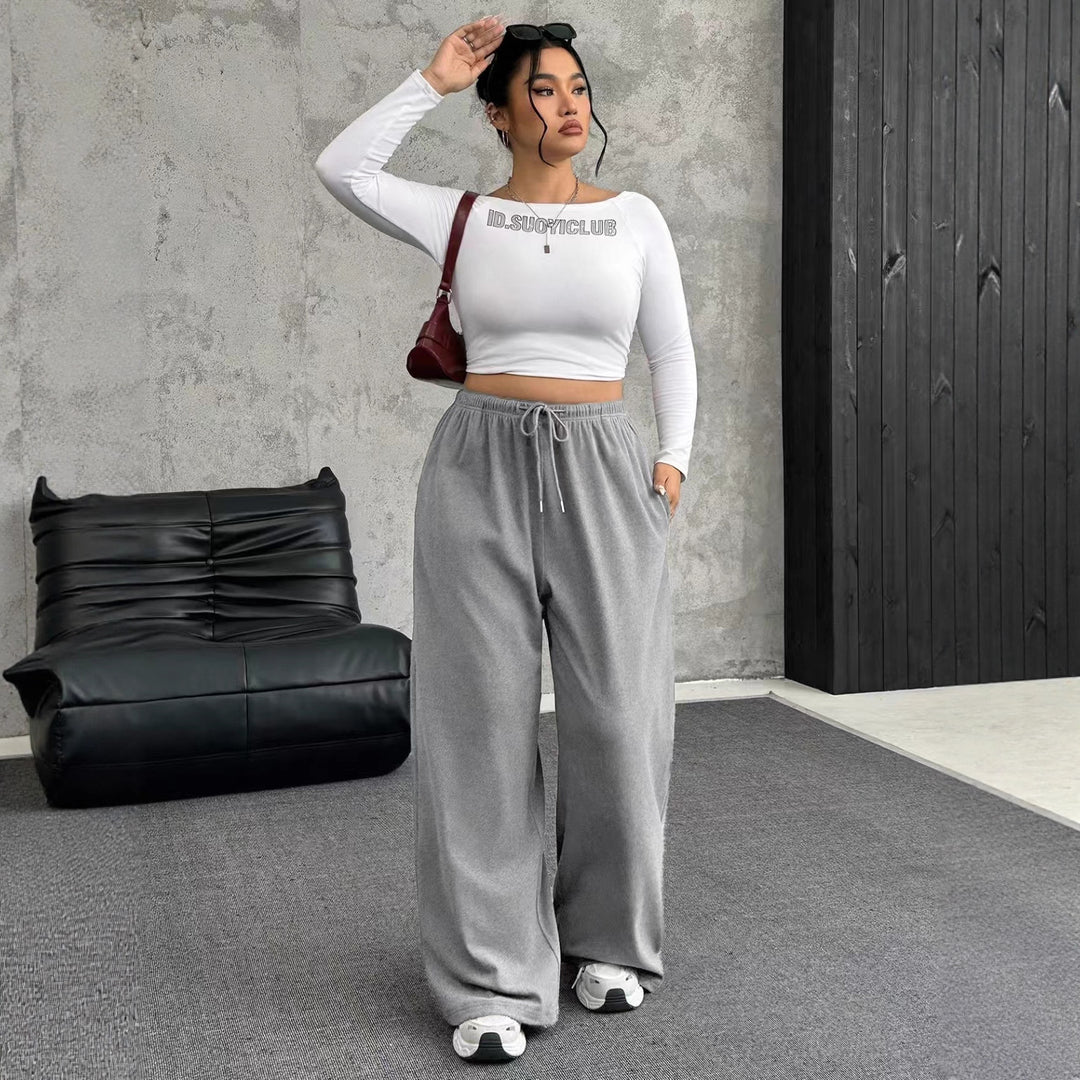 Damen High-Waist weite Beinform Jogginghose Echoarchiv