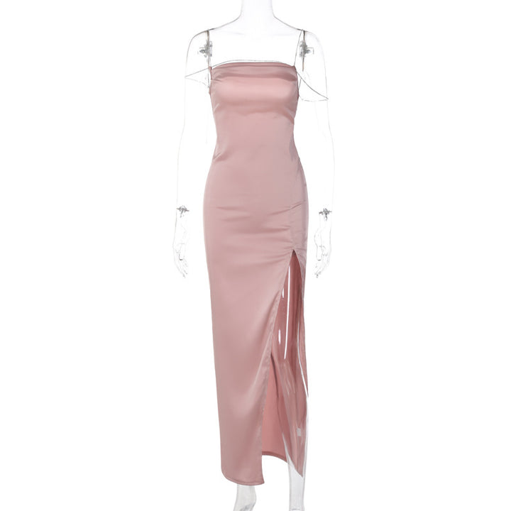 Damen Elegantes Maxikleid mit verführerischem Schlitz und trägerlosem Design Echo Archiv