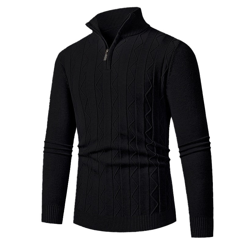 Herren Pullover mit modernem Stehkragen und strukturiertem Zopfmuster Echoarchiv