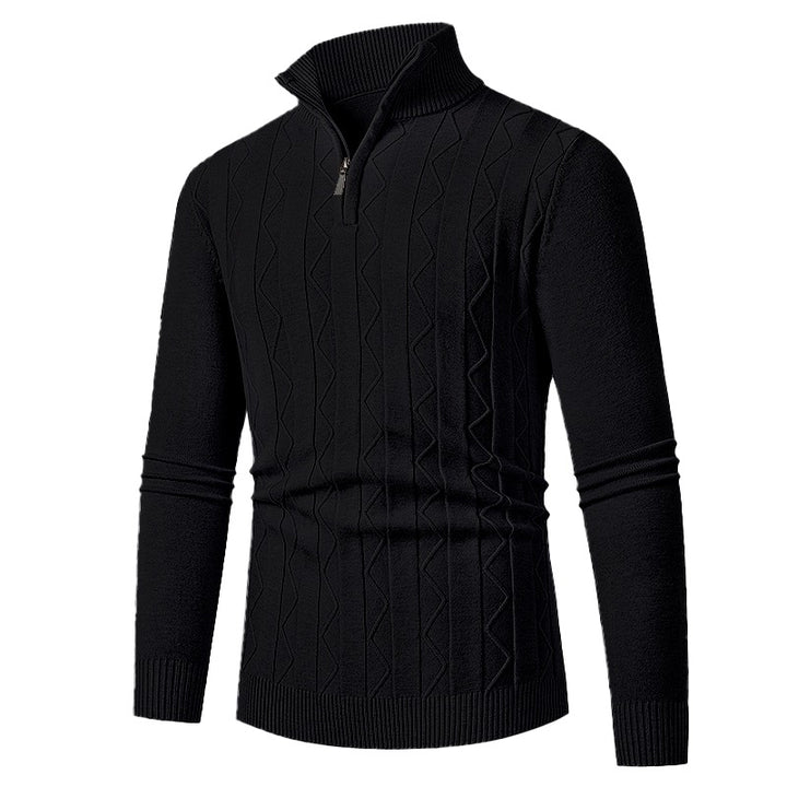 Herren Pullover mit modernem Stehkragen und strukturiertem Zopfmuster Echoarchiv