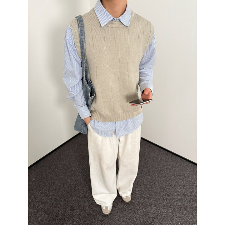 Unisex Stilvoller Strickpullover Ohne Ärmel Echo Archive