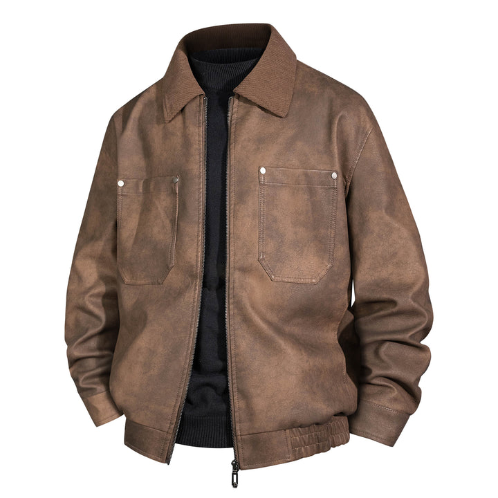 Herren Kurzjacke aus Veloursleder-Imitat mit geripptem Kragen und aufgesetzten Brusttaschen Echo Archiv