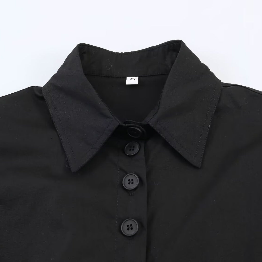 Damen gekürzte Blusenjacke mit durchgehender Knopfleiste und Hemdkragen Echo Archiv